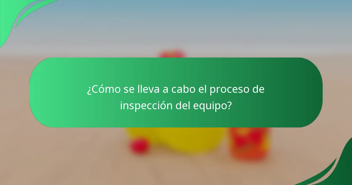 ¿Cómo se lleva a cabo el proceso de inspección del equipo?